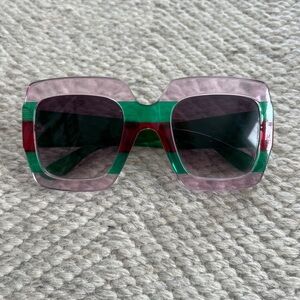 Stylish Oversized Pink and Green Sunglasses